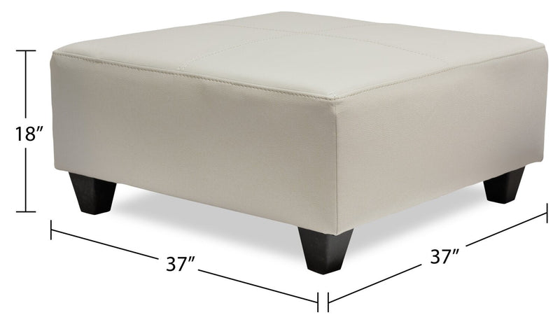 Made in Canada Addison 37\" Leather-Look Ottoman - Beige 