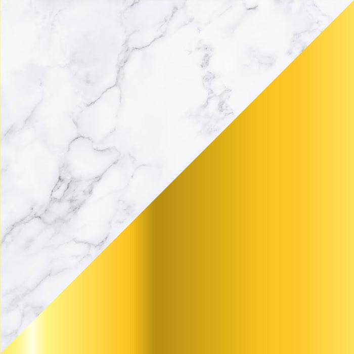 Amanda 31.5\" Modern Square Coffee Table - White Marble Top with Gold Metal Base
