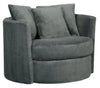 Made in Canada Midi 42\" Chenille Fabric Swivel Cuddler Accent Chair - Plush Thunder Grey 