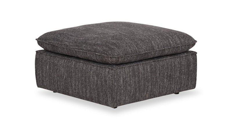 Fusion 33.85\" Charcoal Grey Chenille Fabric Ottoman with Feather Down Cushion
