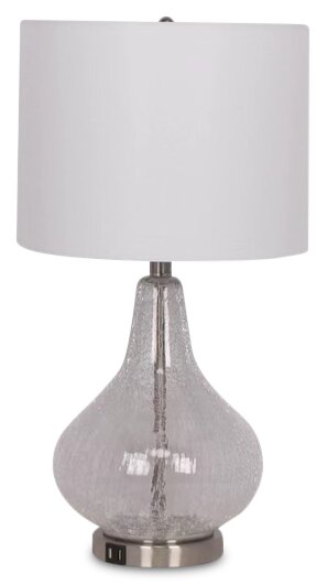 Kort & Co. Elsie 25\" Clear Glass Table Lamp with USB+C port
