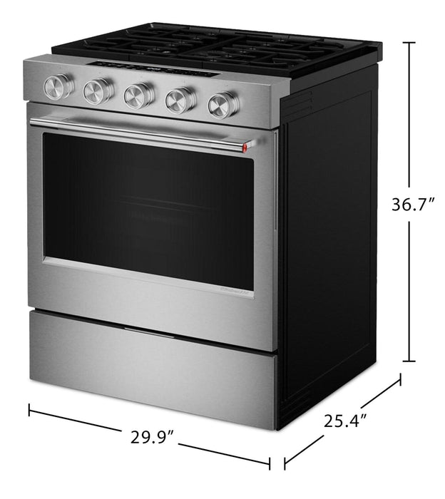 KitchenAid 30\" 5.0 Cu. Ft. Slide-in Gas Range - Fingerprint Resistant Stainless Steel - KSGS530SPS