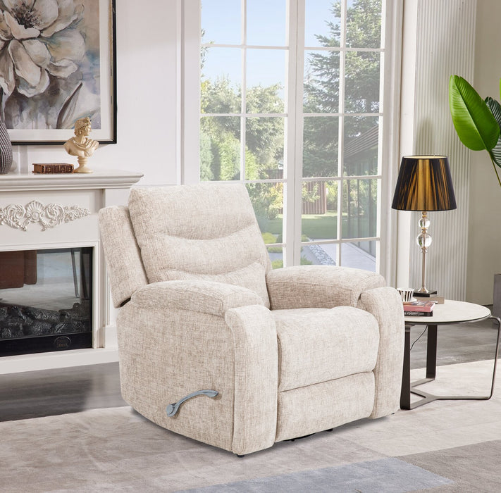 Hudson 40\" Grey Chenille Fabric Glider Reclining Chair with Dual Cupholders