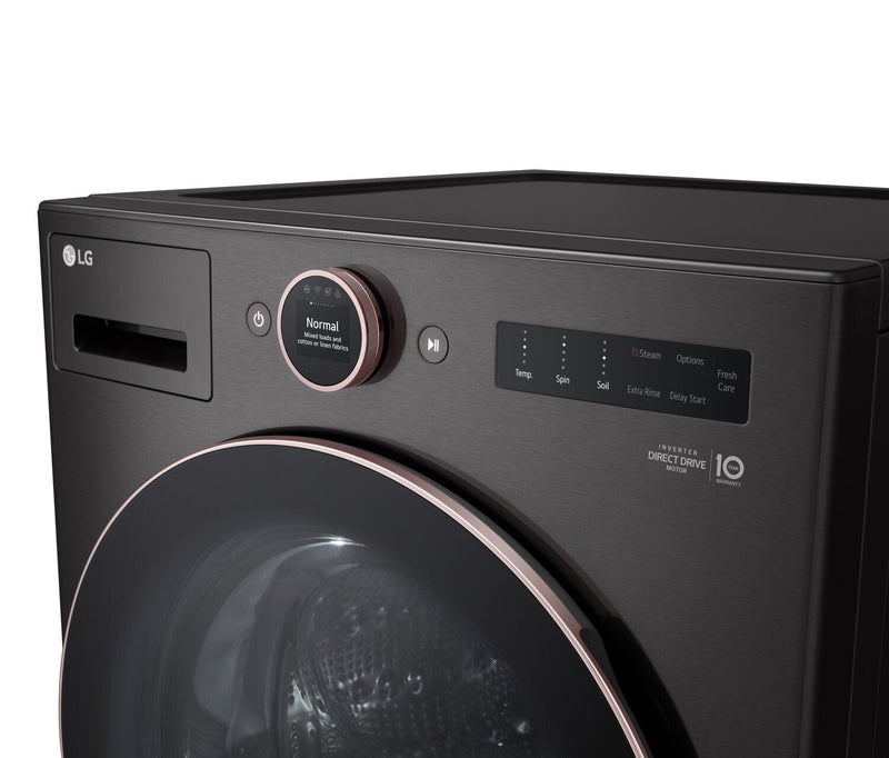 LG 5.8 Cu. Ft. Smart Front-Load High-Efficiency Steam Washer - Black Steel - Stackable - WM6500HBA 