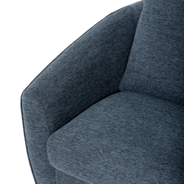 Rio 34.5\" Blue Chenille Fabric Swivel Accent Chair with Reversible Seat Cushion