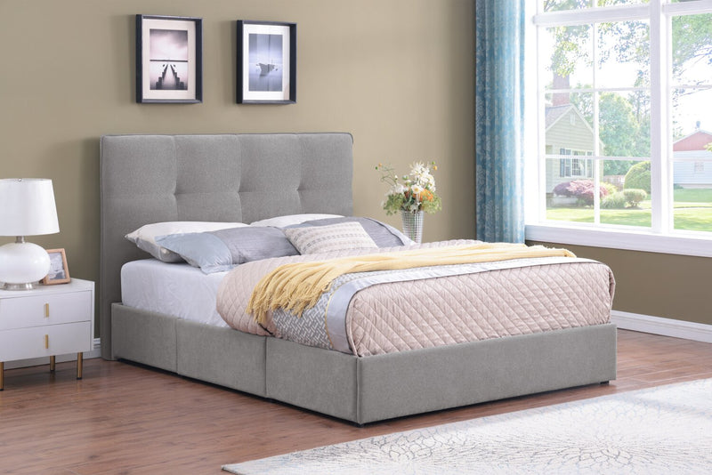 Amos Grey Upholstered Storage Bed Base - Queen
