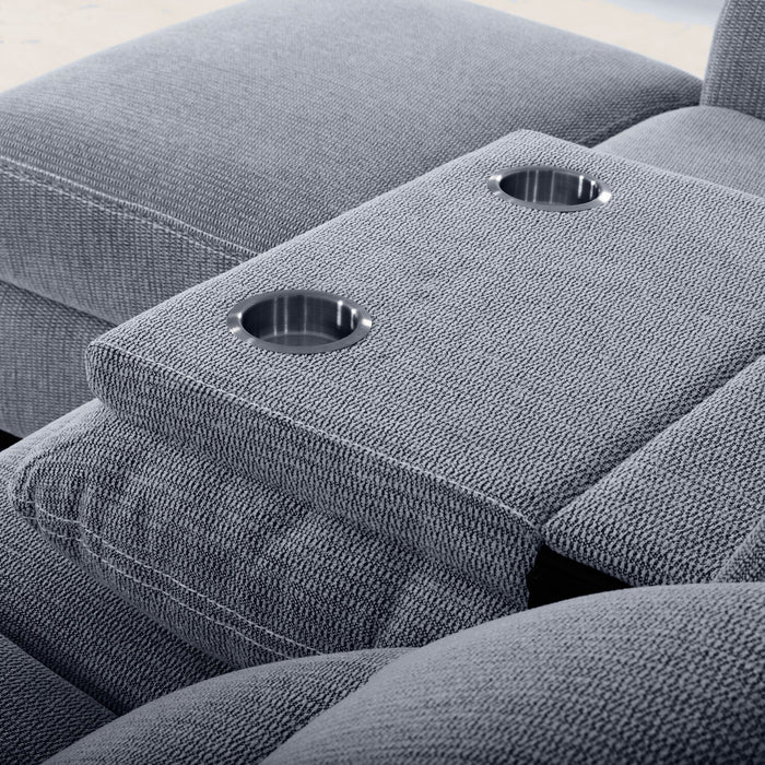 Meadow 2-Piece Left-Facing Charcoal Grey Chenille Fabric Power Reclining Sectional with Storage Chaise