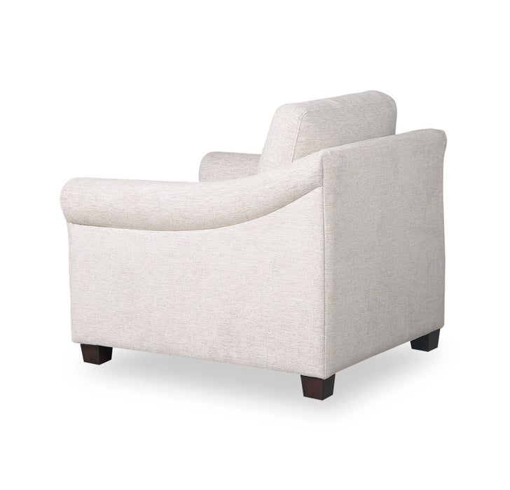 Mallie 36\" Shell White Chenille Fabric Chair with Rolled Arms and Wood Legs