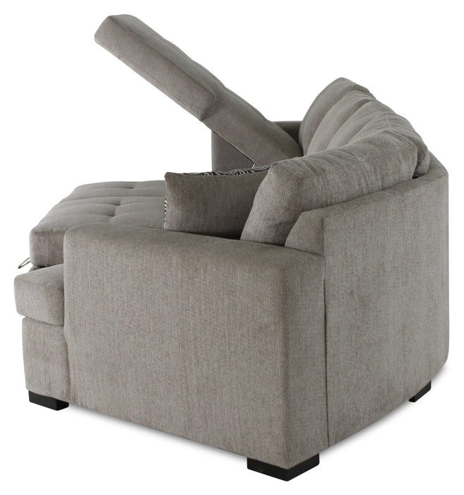 Legend 3-Piece Right-Facing Chenille Cuddler Sleeper Sectional with Chaise - Platinum 
