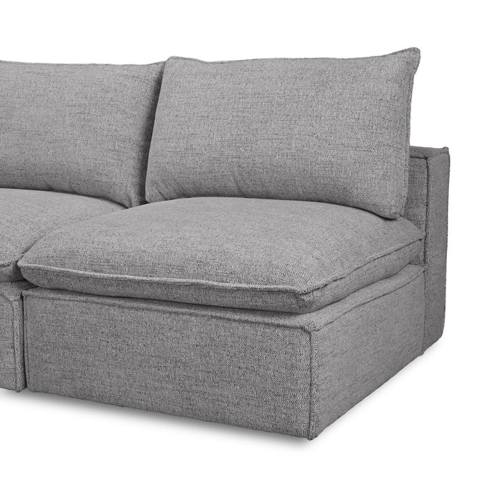 Fusion Modular 5-Piece Silver Grey Chenille Fabric Armless Sectional
