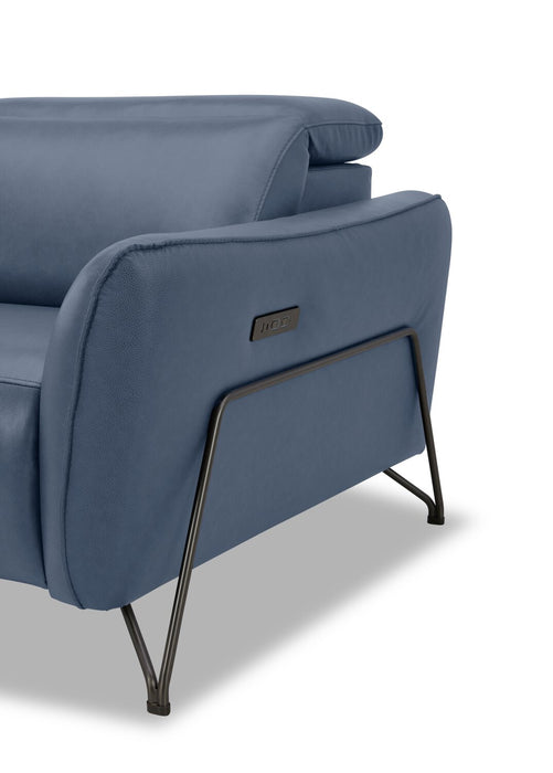 Riviera Top-Grain Genuine Leather Power Reclining Sofa - Blue