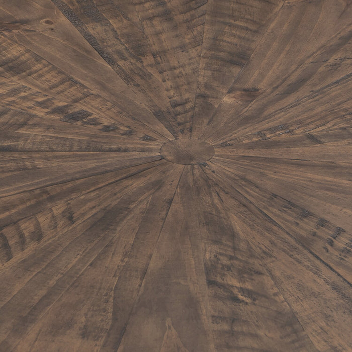 Sol 38” Rustic Round Solid Pine Wood Coffee Table - Brown