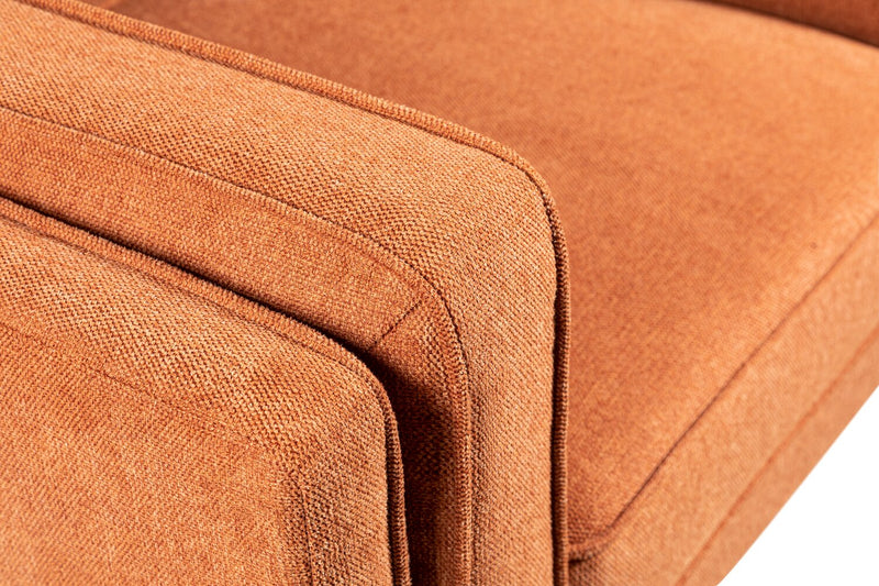 Kort & Co. Kassia 40.9\" Linen-Look Fabric Chair with Wood Base and Legs - Orange 