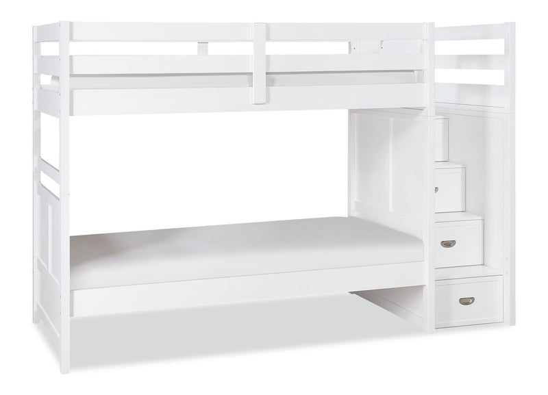 Quinn Twin/Twin Staircase Bunk Bed - White