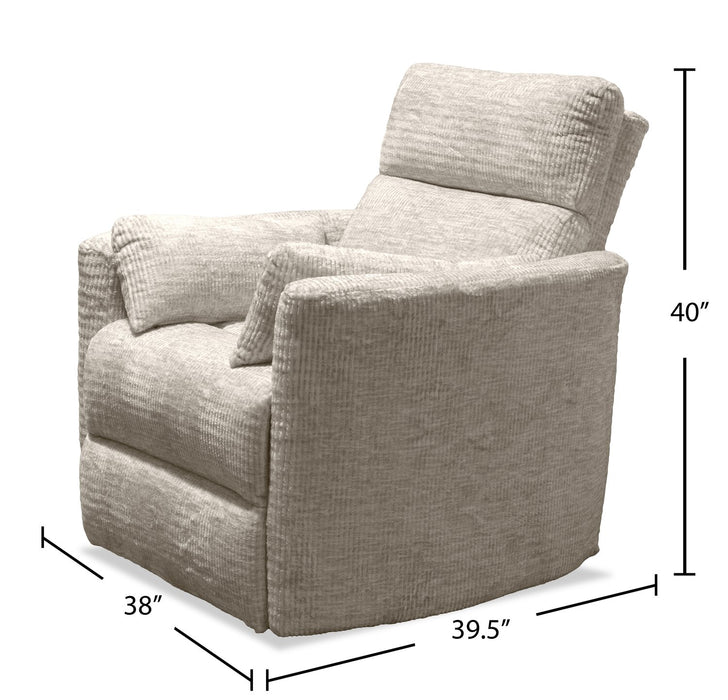 Remi 38\" Fabric Swivel Glider Reclining Chair – White