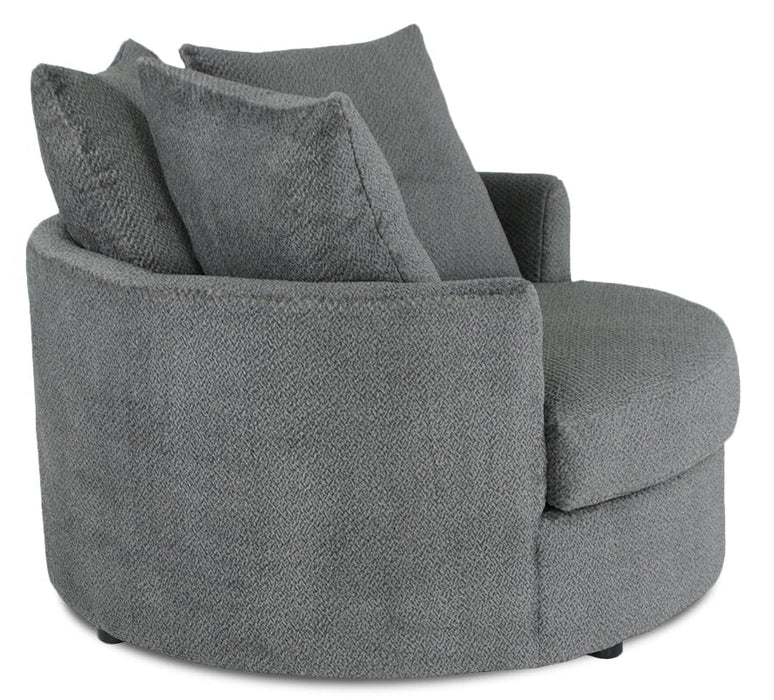 Made in Canada Grande 48\" Chenille Fabric Cuddler Accent Chair - Teddy Nightfall Grey 