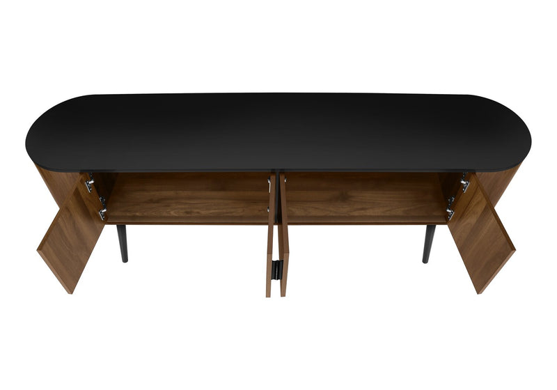 Elle 72\" Rustic TV Stand with Storage and Cable Management for TV's up to 80\"- Dark Brown and Black