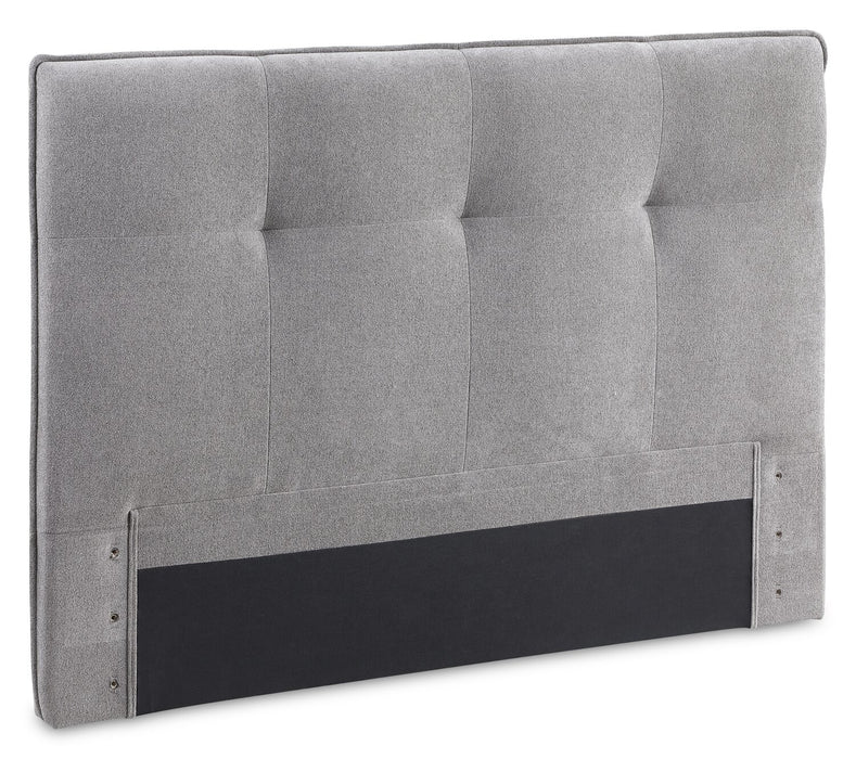 Amos Grey Upholstered Platform Bed with Tufted Headboard - King