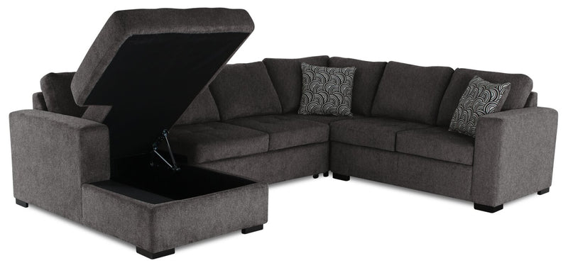 Legend 4-Piece Left-Facing Chenille Sleeper Sectional - Pewter 