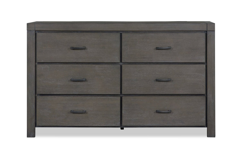 Koda Bedroom 6-Drawer Dresser, 60\"W x 36\"H, Acacia Wood - Grey 