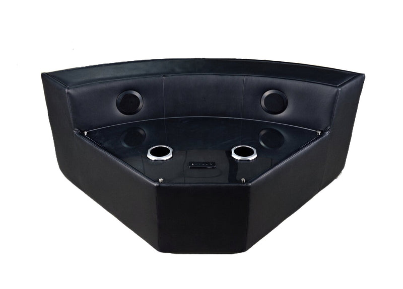 Zen 3-Piece Black Faux Leather Power Reclining Massage Sectional with Refrigerator and Drop-Down Console