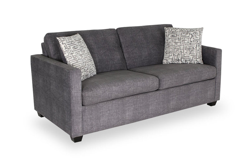 Dynasty Everlee 76.5\" Grey Microsuede Queen-Size Sofa Bed with Memory Foam and Two Accent Pillows