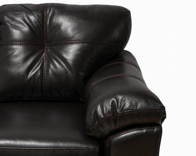 Made in Canada Addison 42\" Leather-Look Fabric Chair with Removable Seat Cushion and Tufting - Blackberry Black 