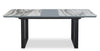 Ezra Dining Table, 63-79\"W Self-Storing Butterfly Leaf, Metal, Glass, Faux Marble - White