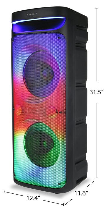 Proscan 2 x 10\" Light Up Bluetooth Speaker with FM Radio