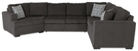 Made in Canada Legend 3-Piece Left-Facing Chenille Fabric Cuddler Sleeper Sectional - Pewter Brown 