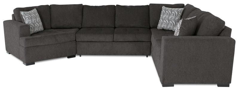 Legend 3-Piece Left-Facing Chenille Cuddler Sleeper Sectional - Pewter