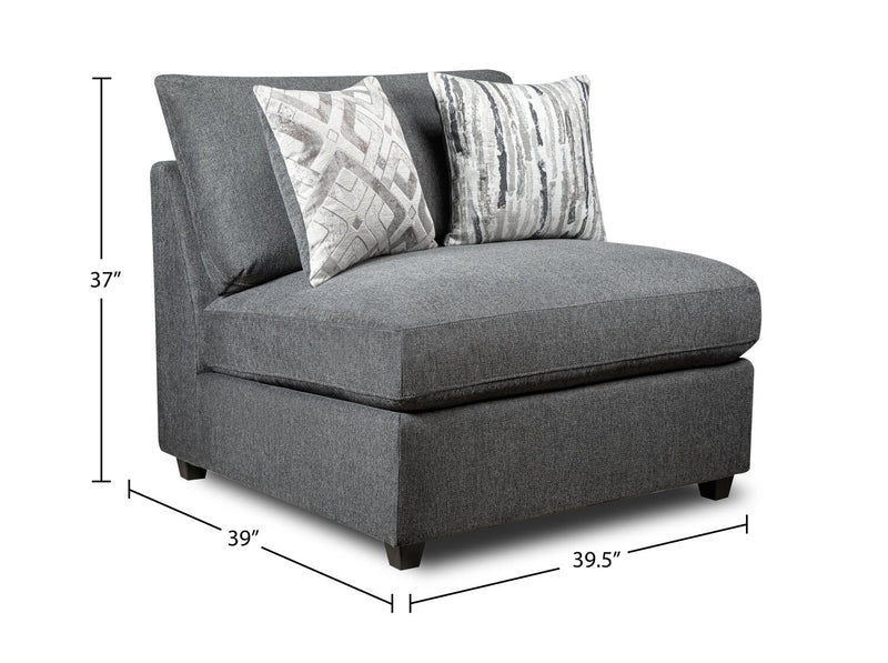 Scott Living Evolve Modular 5-Piece Linen-Look Fabric Armless Sectional with Feather Down Cushions - Charcoal Grey 