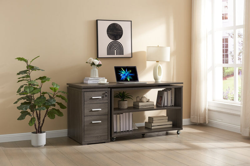 Oliver Corner Desk with Storage and USB Ports - Grey