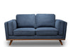 Kort & Co. Kassia 65.4\" Linen-Look Fabric Loveseat with Wood Base and Legs - Blue 