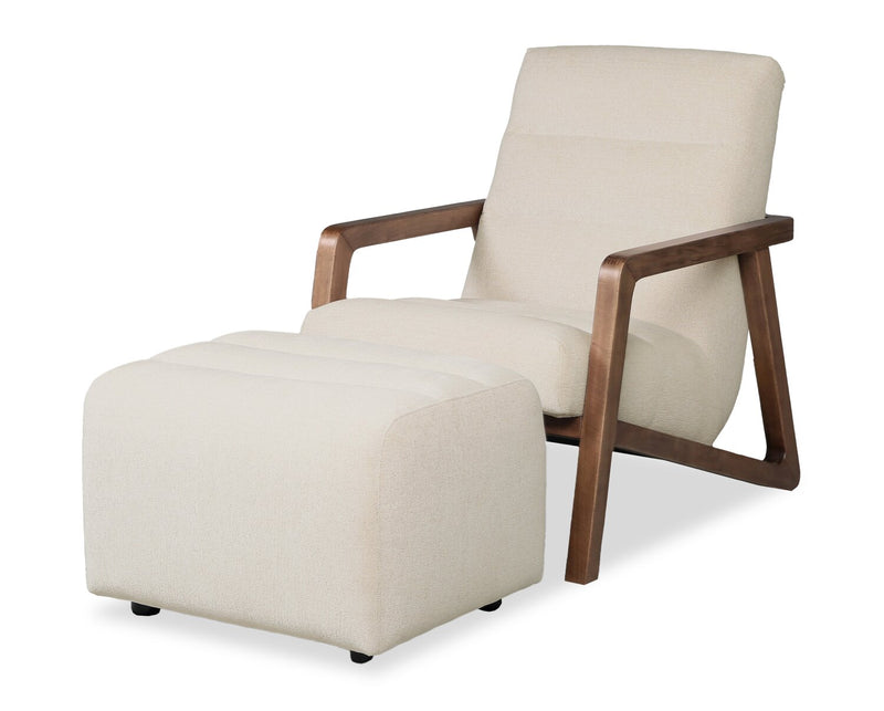 Cove 27\" Chenille Fabric Ottoman – Linen