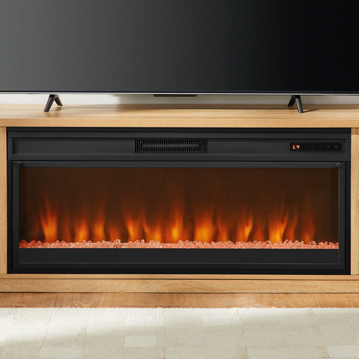 Wendel 80\" Electric Fireplace Tv Stand with Storage for TVs up to 75\" – Natural Oak 