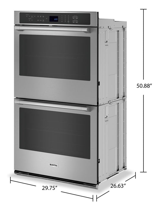 Maytag 30\" 10 Cu. Ft. Electric Double Wall Oven with True Convection - Fingerprint Resistant Stainle… 