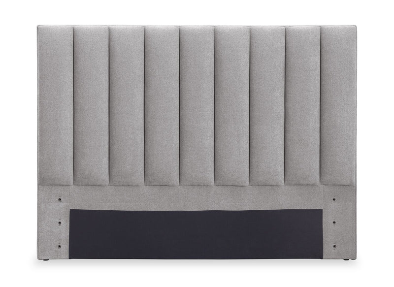 Amos Grey Upholstered Platform Bed with Channel Headboard - Queen