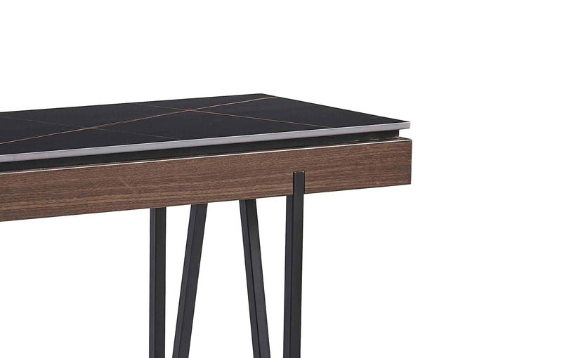 Juno 48\" Modern Sofa Table with Sintered Stone Top - Black