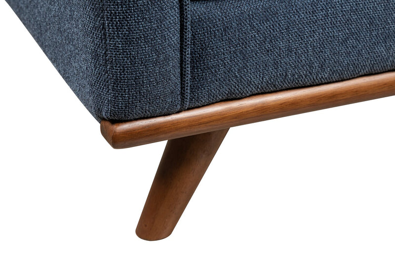 Kort & Co. Kassia 65.4\" Linen-Look Fabric Loveseat with Wood Base and Legs - Blue 
