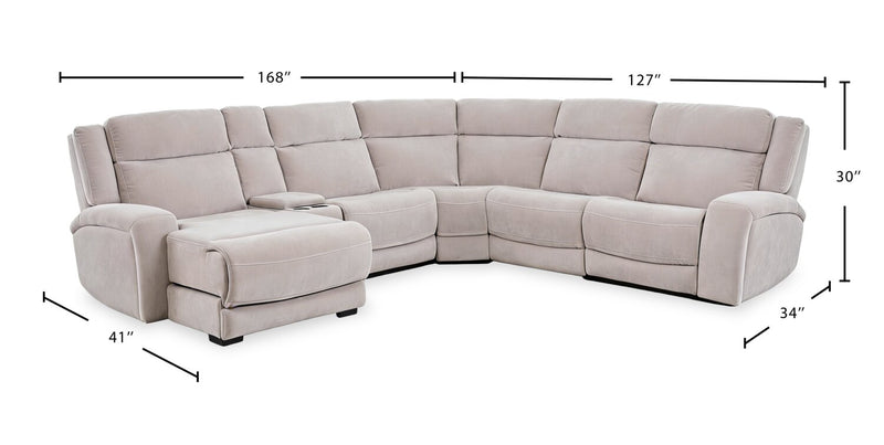 Legacy 6-Piece Left-Facing Power Reclining Sectional with 3D Immersive Sound and Shaq-o-pedic Comfort - Grey 