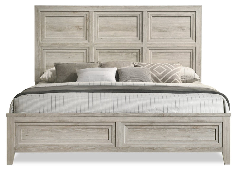 Lara Panel Bed with Headboard & Frame, Antique Grey - King Size 
