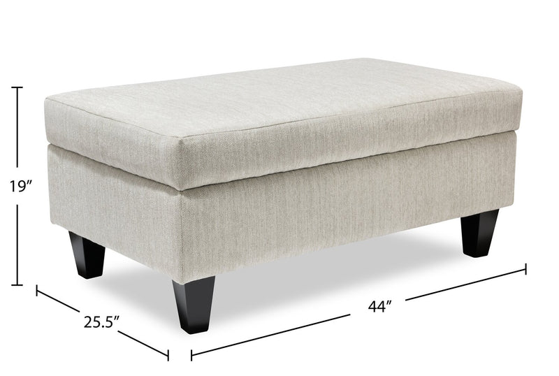 Nofia Chenille Storage Ottoman - Linen