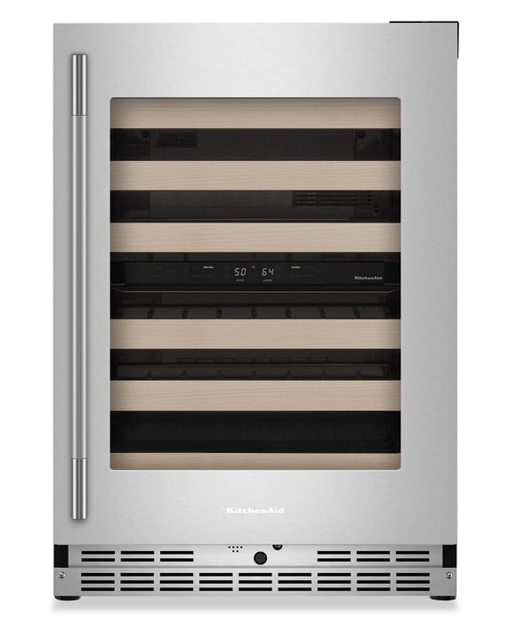 Kitchenaid® 24\" Undercounter Wine Cellar with Full-Extension Wood-Front Racks - KUWR524SPS