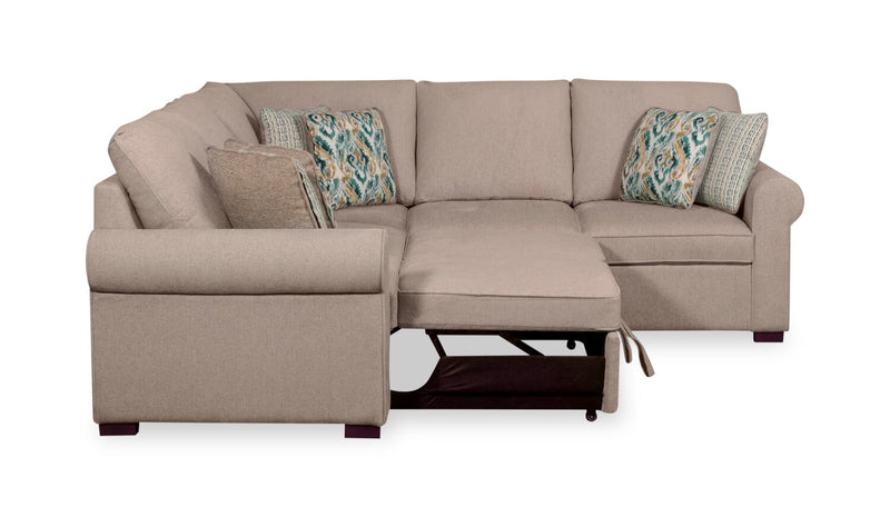 Scott Living Haven 3-Piece Left-Facing Taupe Chenille Fabric Sleeper Sectional