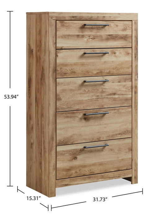 Derekson  Bedroom Chest of Drawers, 5-Drawer, 31.7\"W x 53.9\"H - Natural 