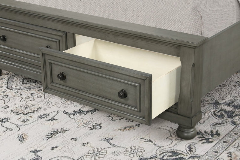 Chelsea Platform Storage Bed with Headboard & Frame, Grey - Queen Size