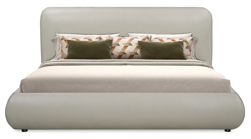 Luka Upholstered Platform Bed in Taupe Vegan Leather - King Size