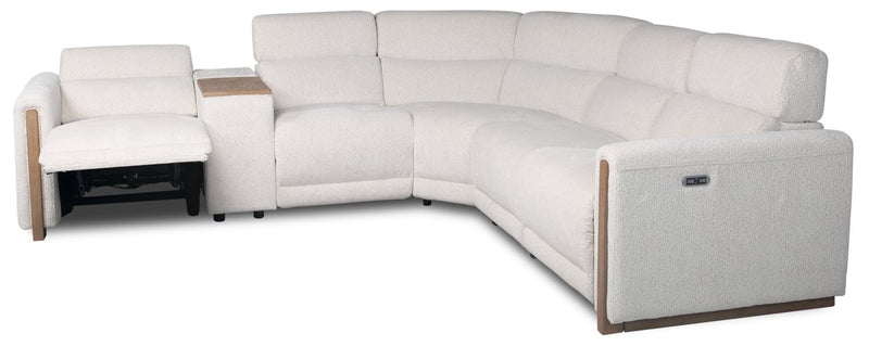 Sable 6-Piece Chenille Modular Power Reclining Sectional - Alabaster