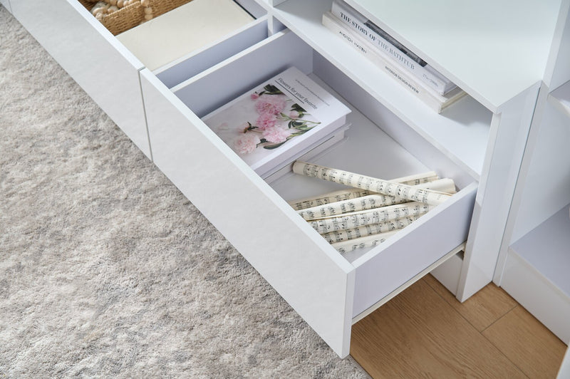 Celine 94.5\" 4 – Piece Entertainment Centre with Storage and Cable Management for TVs up to 58\" - White